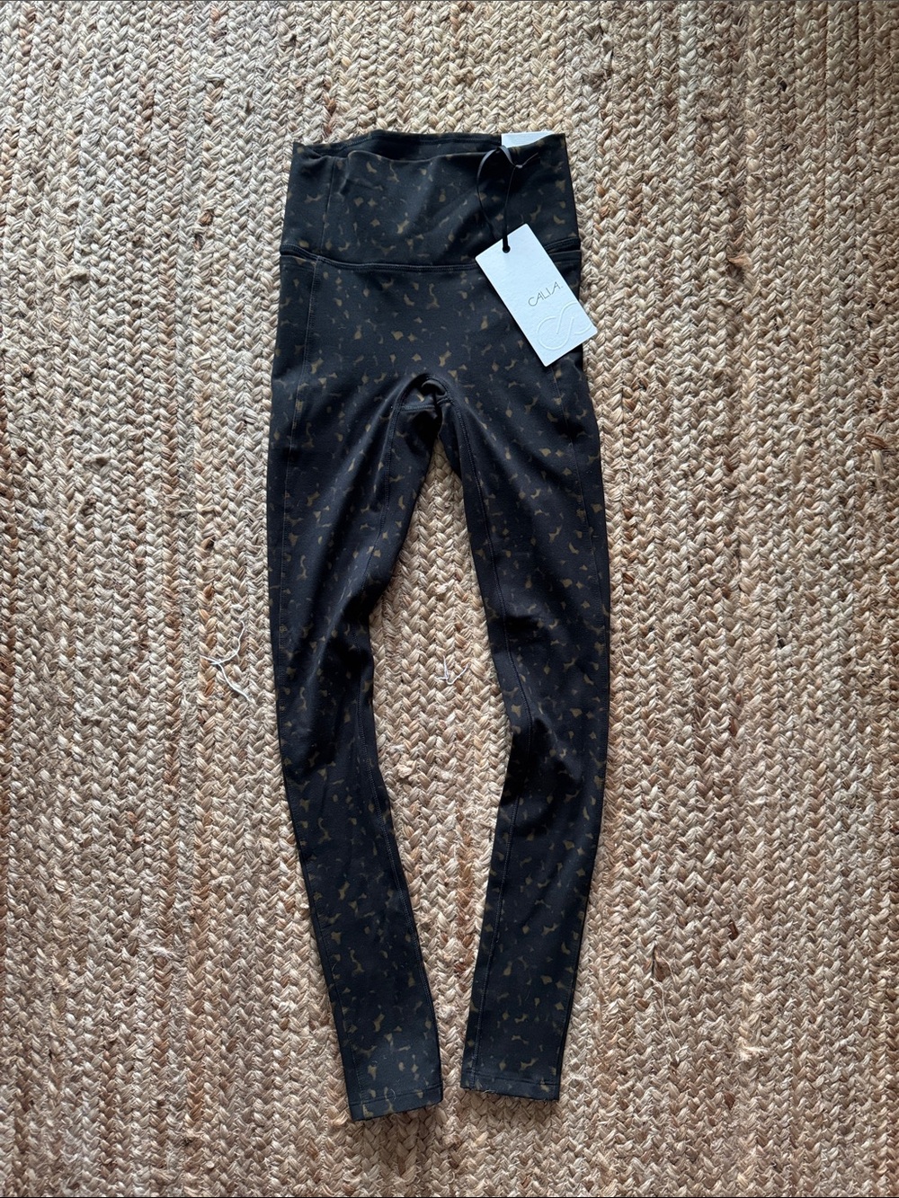 Alia Black Leggings with Metallic Gold Fleck Print
